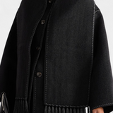 Pauline | Abrigo de Corte Suelto con Bufanda de Flecos Incorporada