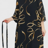 Amelie Vestido Midi Estampado con Cinturón y Corte Versátil