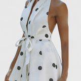 Eshra Conjunto de Top Halter y Shorts con Lunares