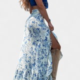 Kala Falda Maxi Floral con Abertura y Volantes