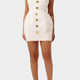 Yvonne Vestido Mini Escote Halter con Espalda Abierta y Detalle Floral