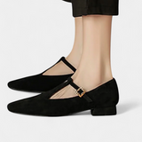 Elly Tacones Bajos con Tira y Hebilla