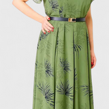 Lupita Vestido Midi de Chiffon Verde con Corte en A