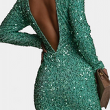 Adèle Vestido Largo de Fiesta con Espalda Descubierta y Brillo Invernal