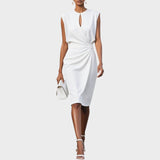 Moana |  Vestido Midi de Manga Larga Con Cuello Redondo