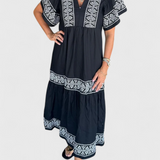 Allona Vestido Maxi Boho con Escote en V y Corte Relajado