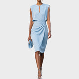 Moana |  Vestido Midi de Manga Larga Con Cuello Redondo