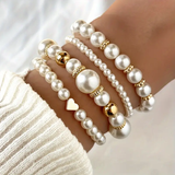 Conjunto de Pulseras de Perlas Clásicas