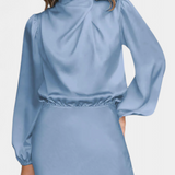 Cecila Vestido Maxi con Cuello Alto y Detalle Floral