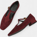 Elly Tacones Bajos con Tira y Hebilla