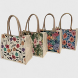 Taila Bolsa de Yute con Estampado Floral y Diseño Ecológico