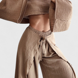 Maeva Conjunto Casual de Dos Piezas con Abertura y Lazo