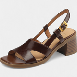 Milie Sandalias Retro con Punta Cuadrada y Tacón Cómodo