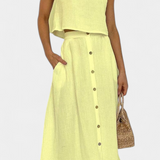 Naha Conjunto de Algodón con Chaleco y Botones Frontales