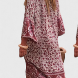 Chinara Vestido Largo Boho con Bordado Étnico y Silueta Relajada