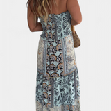 Edurne Vestido Largo Estampado con Escote Palabra de Honor