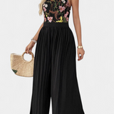 Maruja Mono Palazzo con Bordado Floral y Encaje Transparente