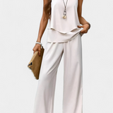 Martina Conjunto Boho Elegante Sin Mangas con Pantalón Recto Estampado