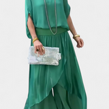 Maravilla Conjunto Fluido de Dos Piezas con Top Holgado y Falda Asimétrica